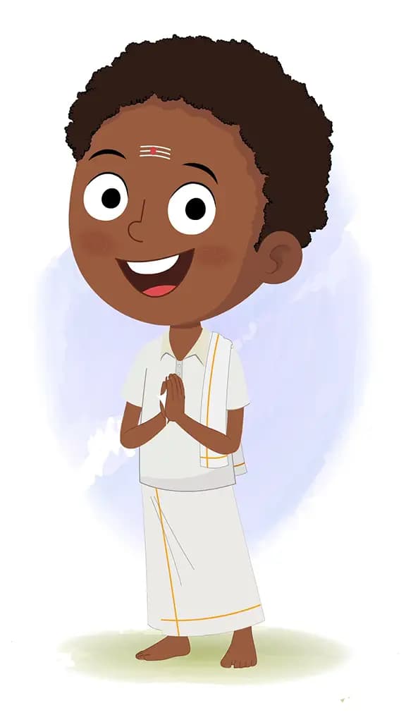A South Indian boy clapping animated cartoon character aka shree 3/4