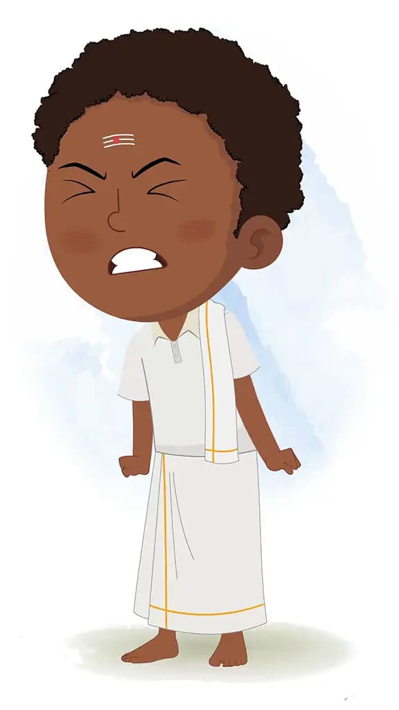 An angry south indian boy animated cartoon character aka shree 3/4