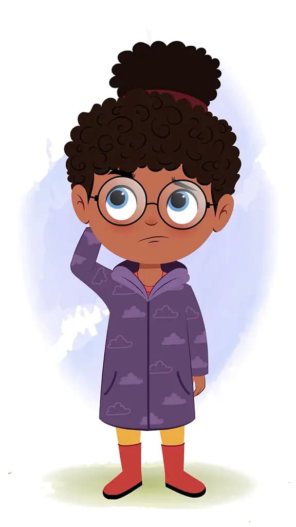 A confused black girl animated cartoon character aka nova