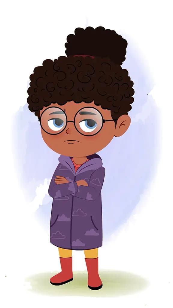 An annoyed black girl animated cartoon character aka nova 3/4