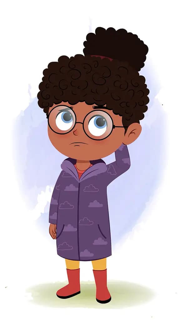 A confused black girl animated cartoon character aka nova 3/4