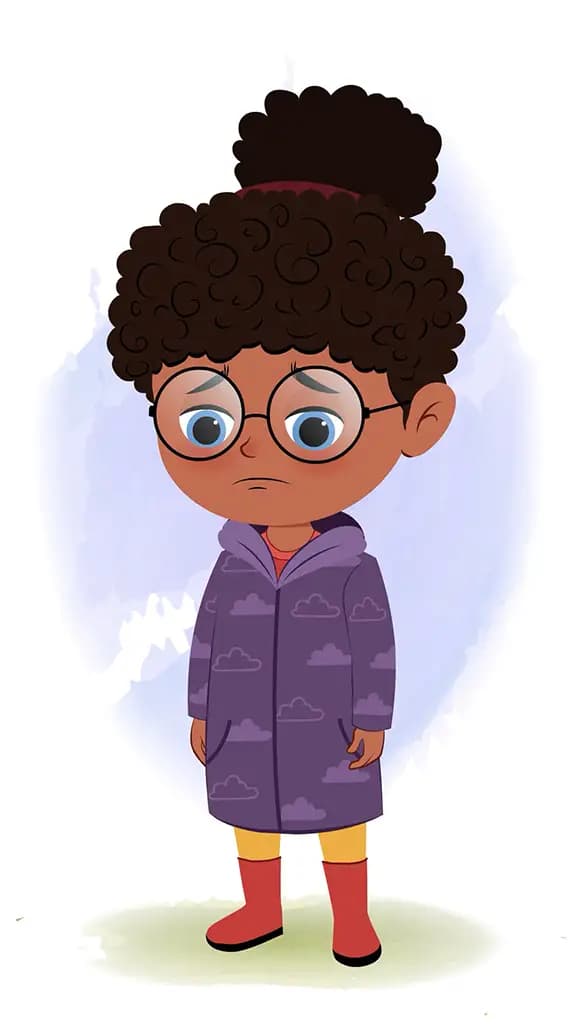 A black girl sad animated cartoon character aka nova 3/4