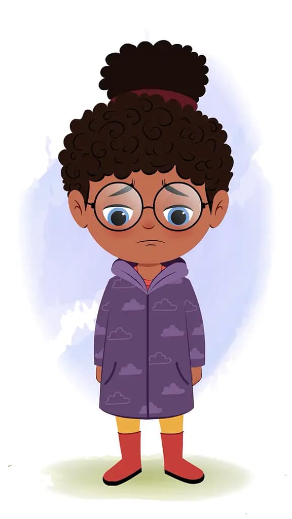 A black girl sad animated cartoon character aka nova