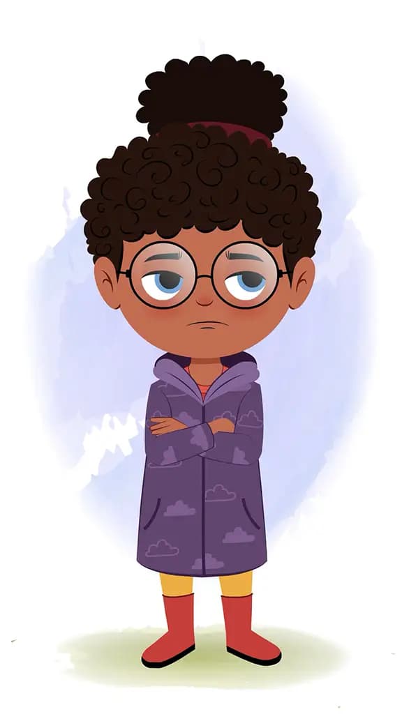 An annoyed black girl animated cartoon character aka nova