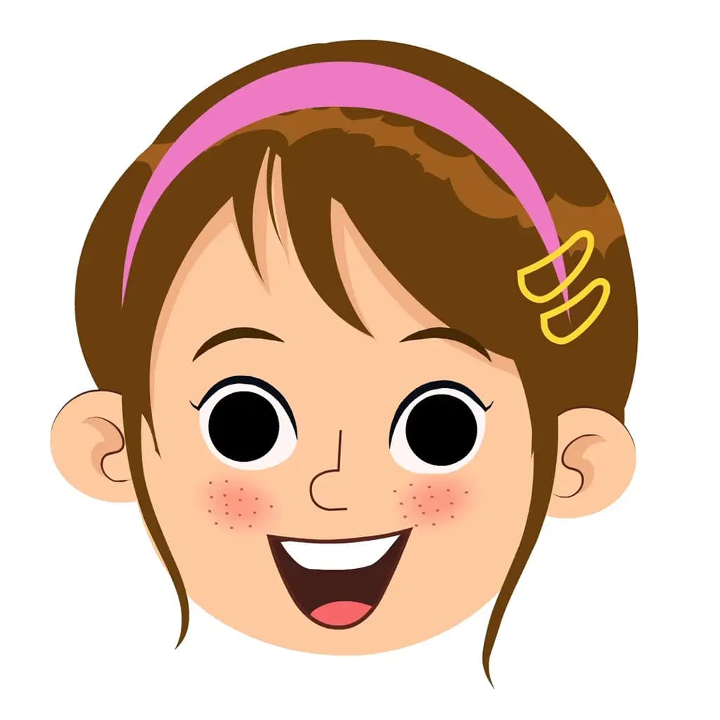 A pretty little girl animated cartoon face with different facial expressions aka kuhoo