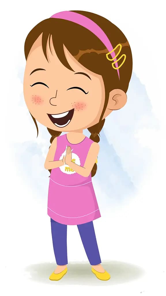 A pretty little girl clapping animated cartoon character aka kuhoo