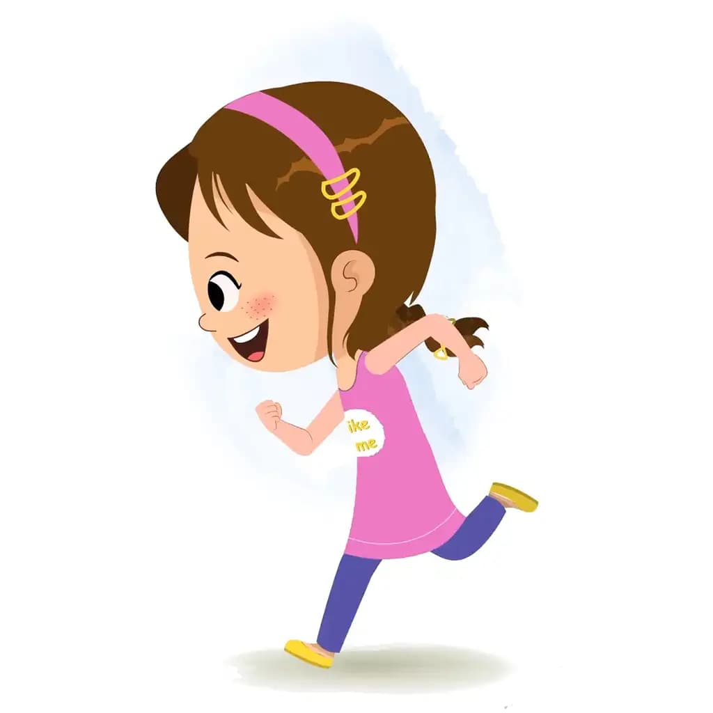 A pretty little girl side run animated cartoon character aka kuhoo