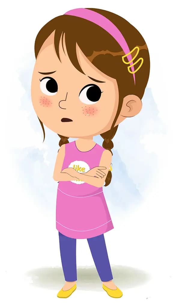 A pretty little annoyed girl animated cartoon character aka kuhoo 3/4