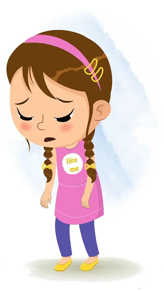 A pretty little tired girl animated cartoon character aka kuhoo 3/4