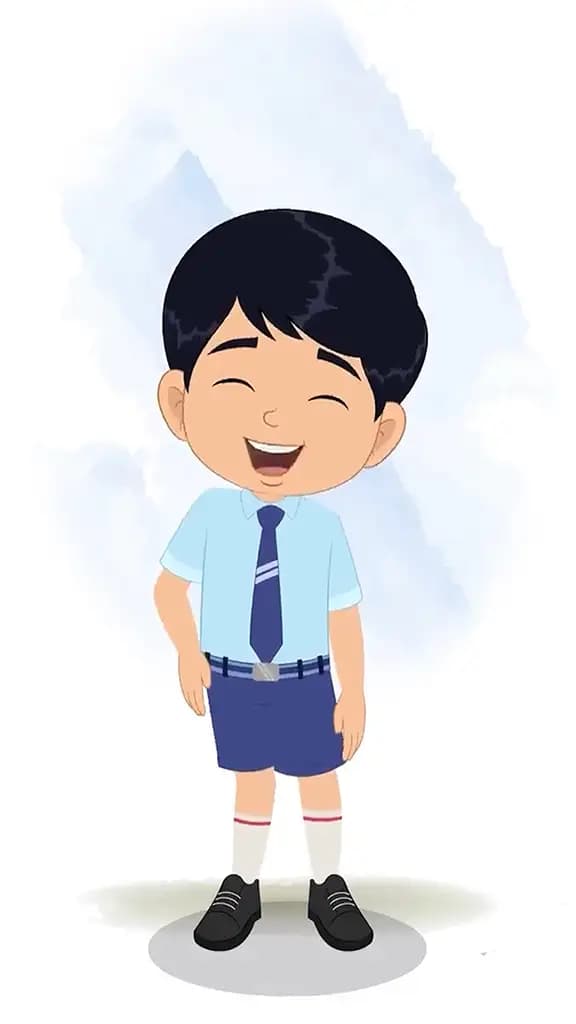 An Indian school boy dancing animated cartoon character aka ishaan