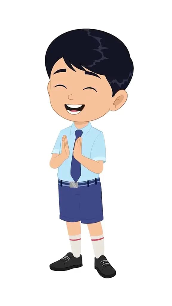 An Indian school boy clapping animated cartoon character aka ishaan