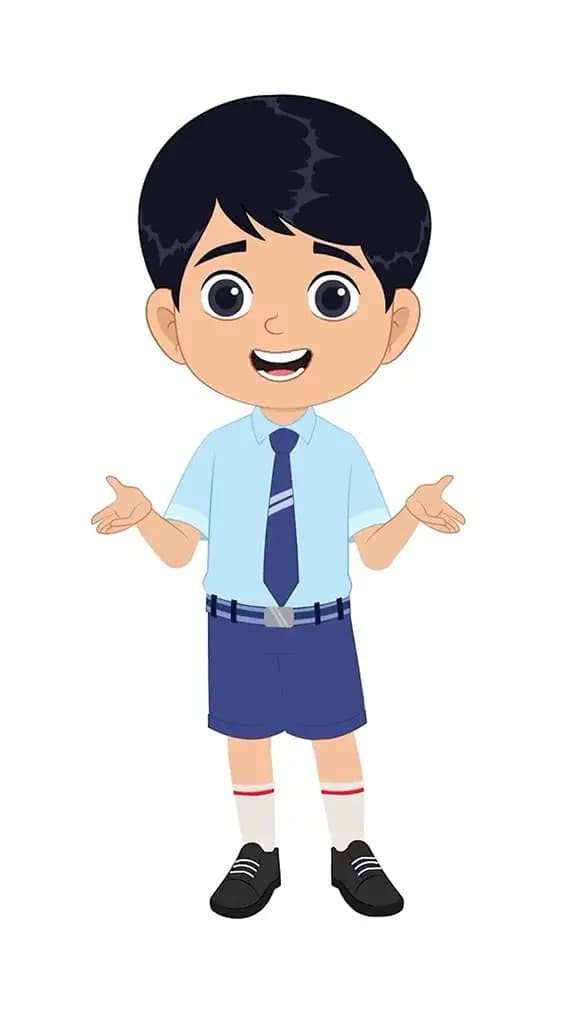 An Indian school boy talking animated cartoon character aka ishaan
