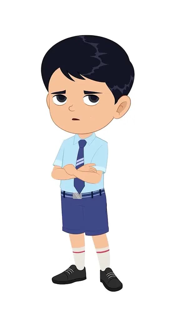 An Indian school boy sad animated cartoon character aka ishaan 3/4