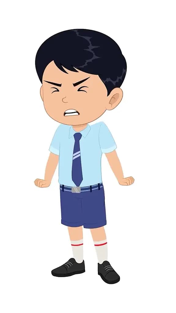 An angry Indian school boy animated cartoon character aka ishaan 3/4