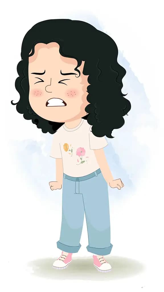 An angry curly hair girl animated cartoon character aka rita 3/4