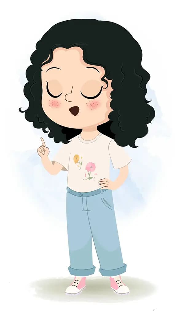 A curly hair girl saying no animated cartoon character aka rita 3/4