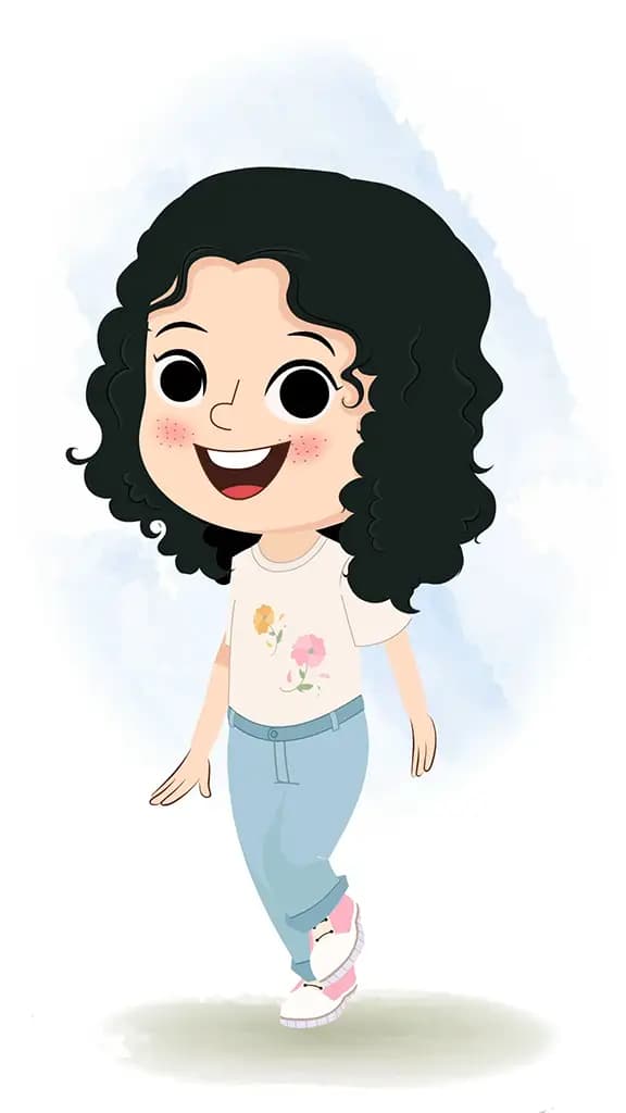 A cute girl walking joyfully animated cartoon character aka rita 3/4