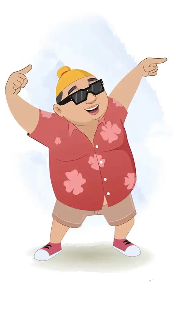 A punjabi boy dancing animated cartoon character aka pappe