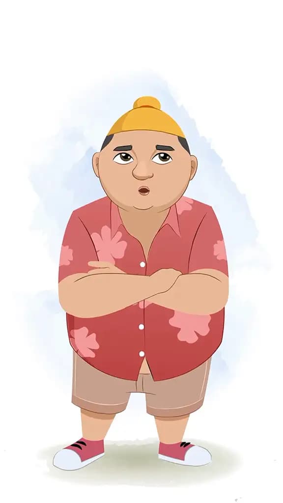 An annoyed punjabi boy animated cartoon character aka pappe