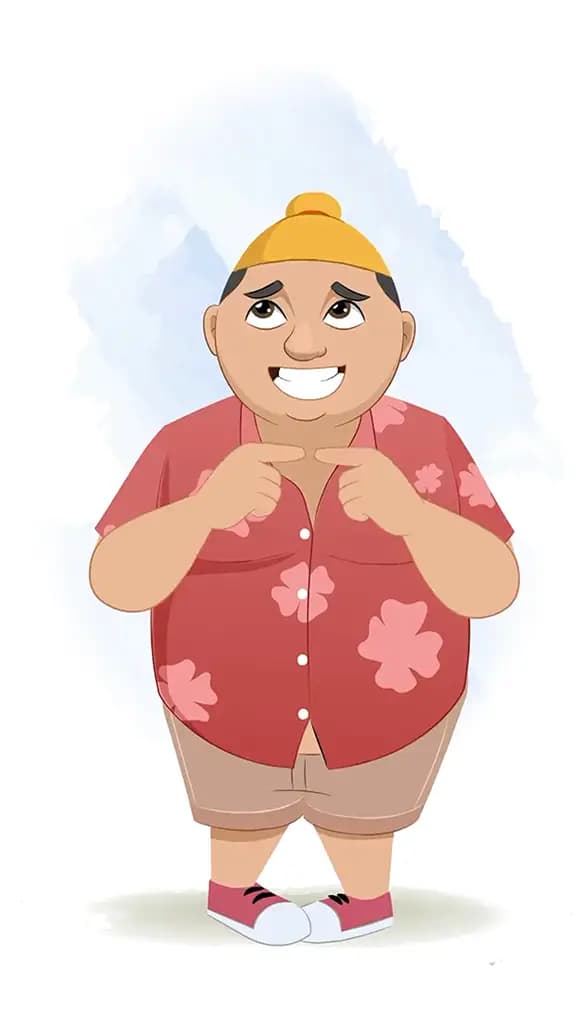 A nervous punjabi boy animated cartoon character aka pappe