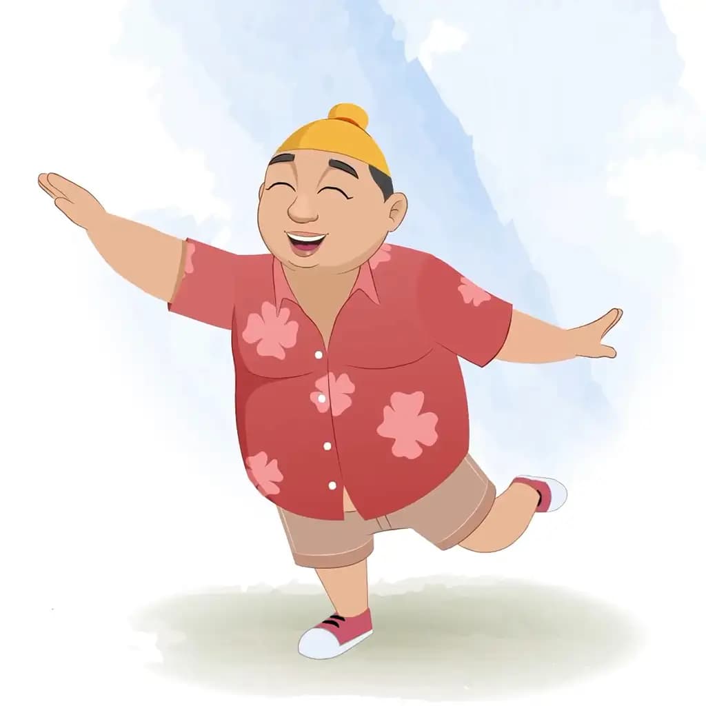 A punjabi boy dancing animated cartoon character aka pappe