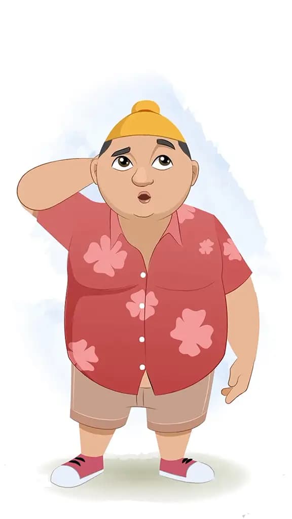 A confused punjabi boy animated cartoon character aka pappe