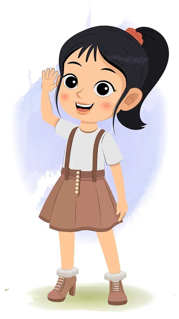 A girl saying hello animated cartoon character aka lily
