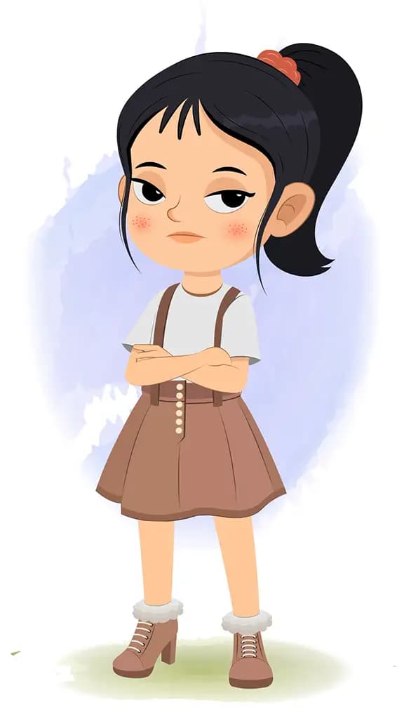 An annoyed girl animated cartoon character aka lily 3/4