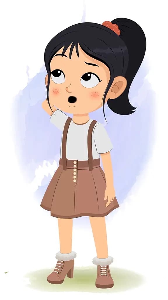 A confused girl animated cartoon character aka lily 3/4