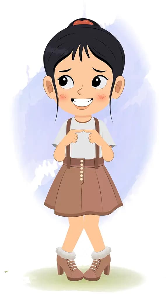 A nervous girl animated cartoon character aka lily