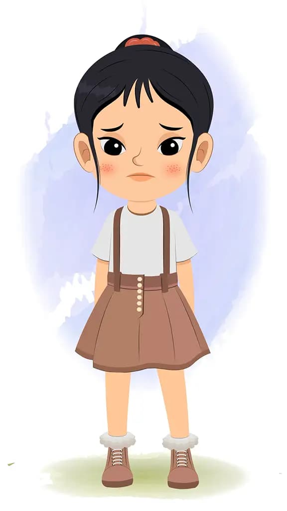 A sad girl animated cartoon character aka lily
