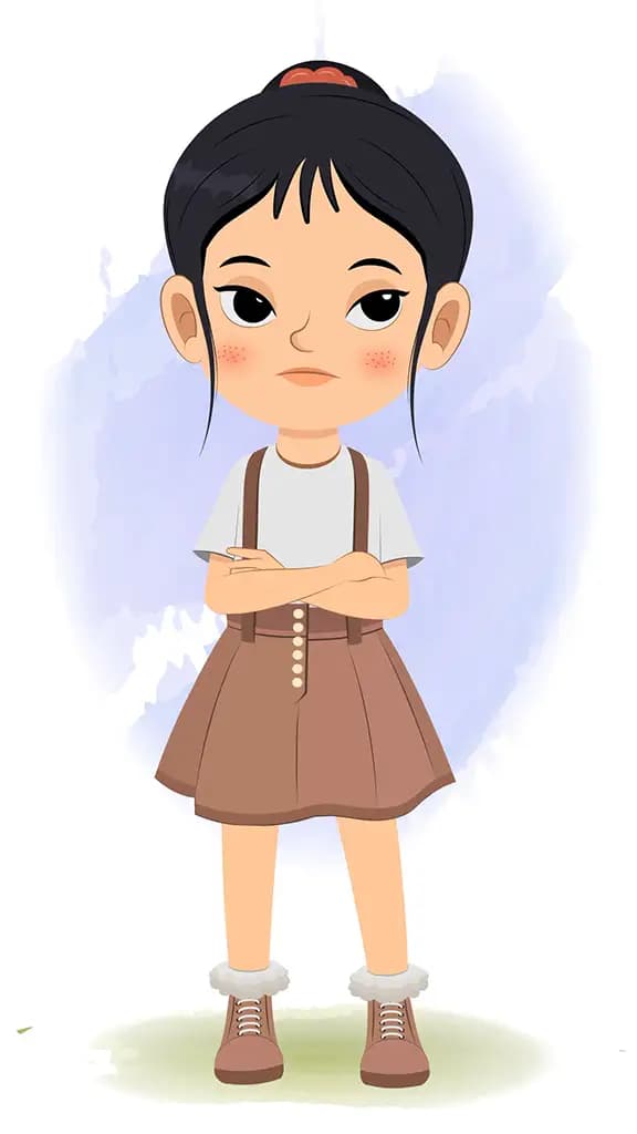 An annoyed girl animated cartoon character aka lily