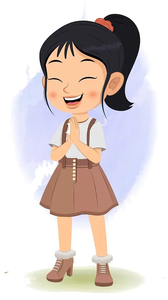 A girl clapping animated cartoon character aka lily