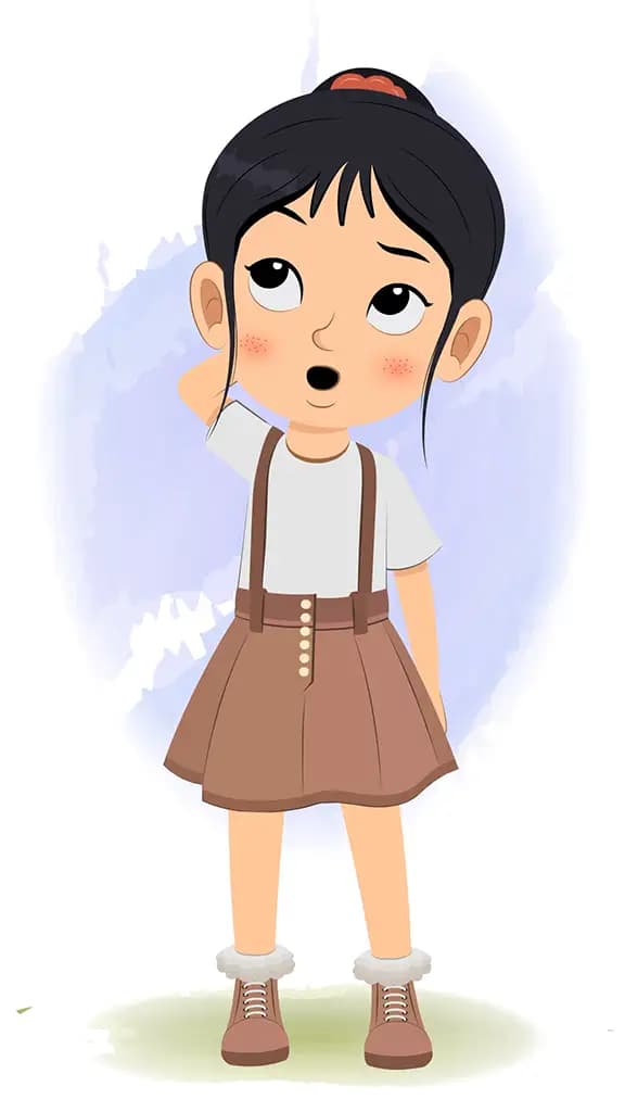 A confused girl animated cartoon character aka lily