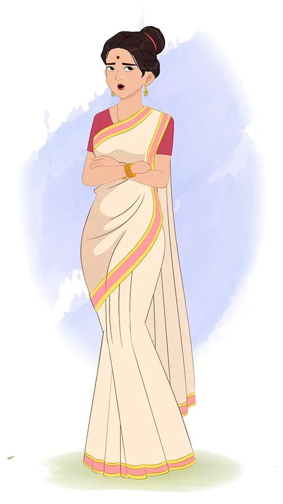 A beautiful annoyed indian woman animated cartoon character aka shristi 3/4