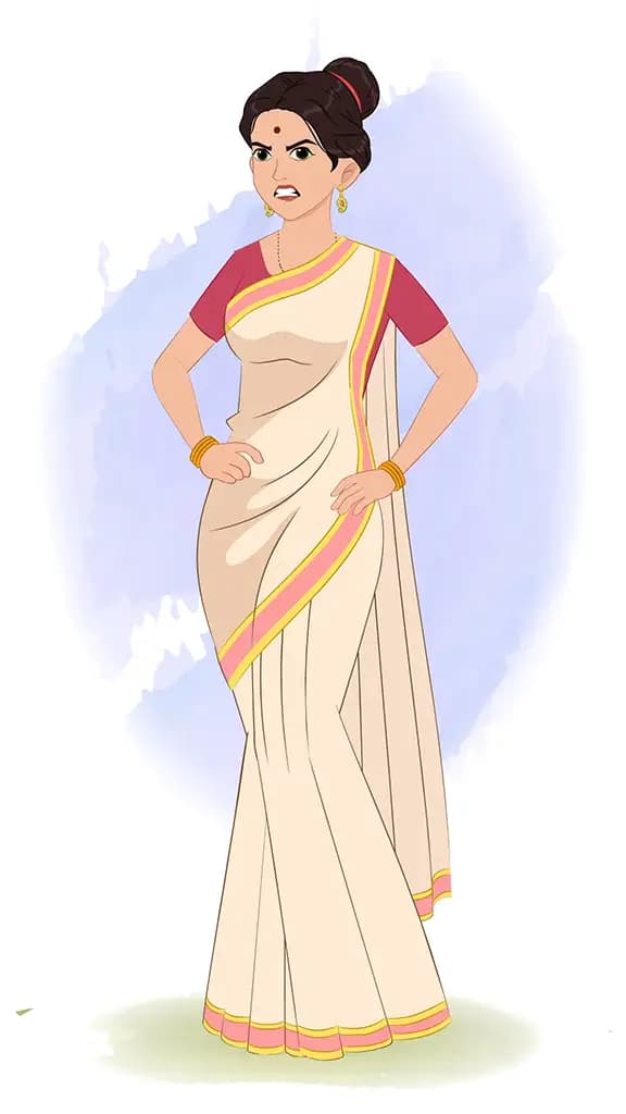 An angry beautiful Indian woman animated cartoon character aka shristi 3/4