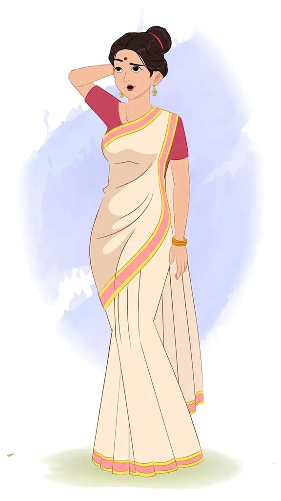 A confused beautiful Indian woman animated cartoon character aka shristi 3/4