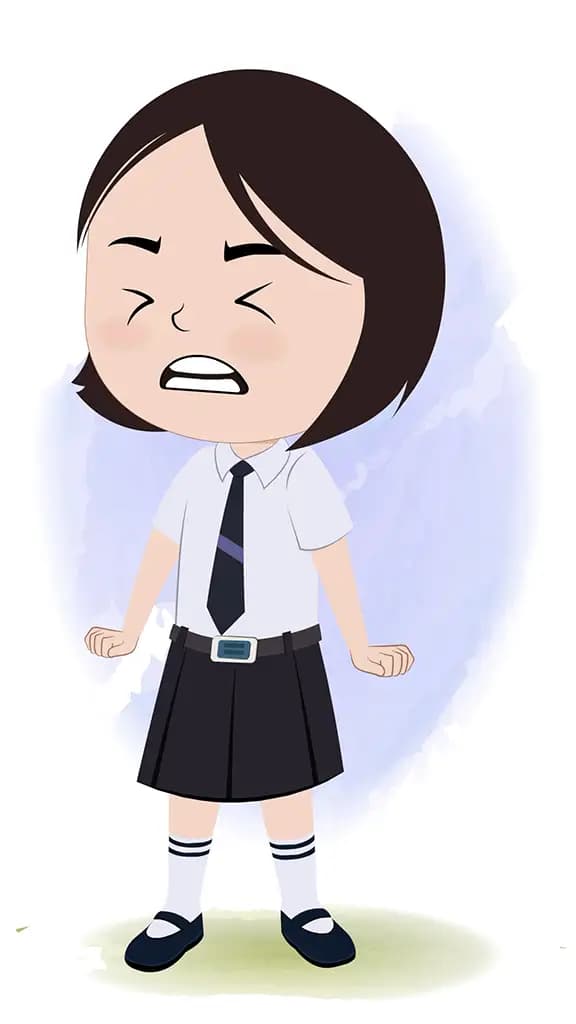 A cute little angry school girl animated cartoon character aka tia 3/4