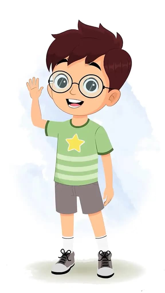 A cute boy saying hello animated cartoon character aka harry