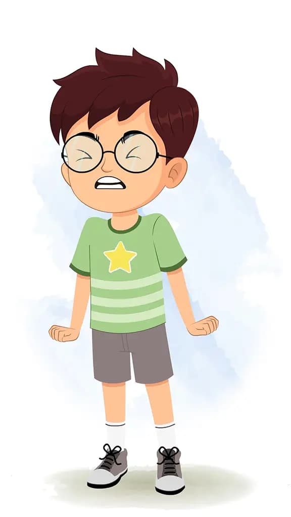 An angry cute boy animated cartoon character aka harry 3/4