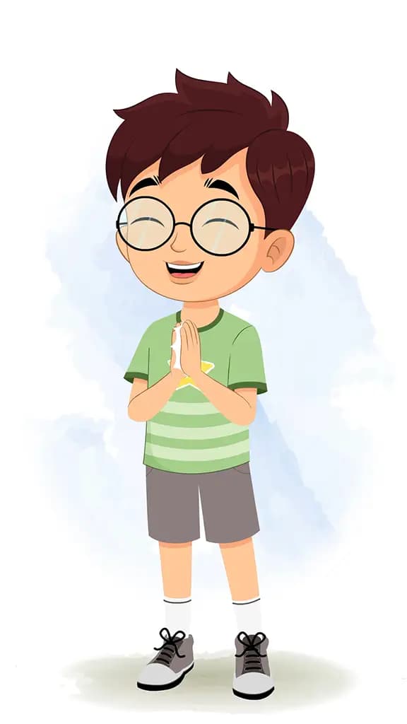 A cute boy clapping animated cartoon character aka harry