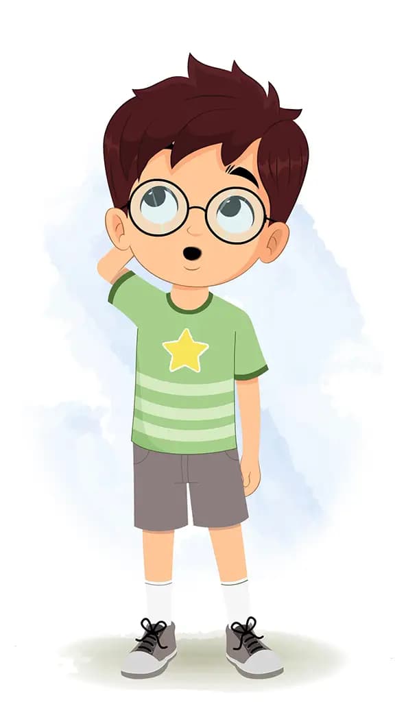 A cute confused boy animated cartoon character aka harry