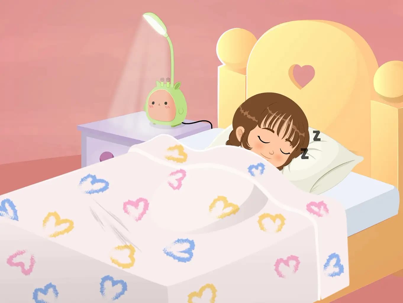 A cute girl animated cartoon character sleeping aka tannu