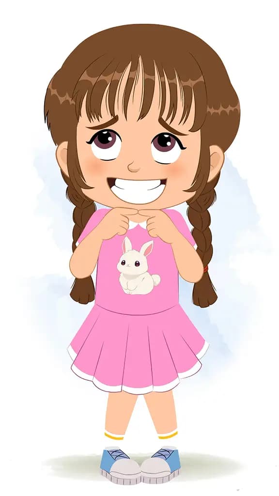 A nervous Cute girl animated cartoon character aka tannu