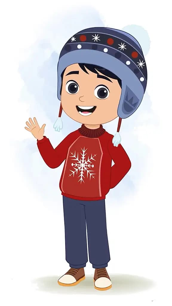 A cute boy saying hello animated cartoon character aka ishaan