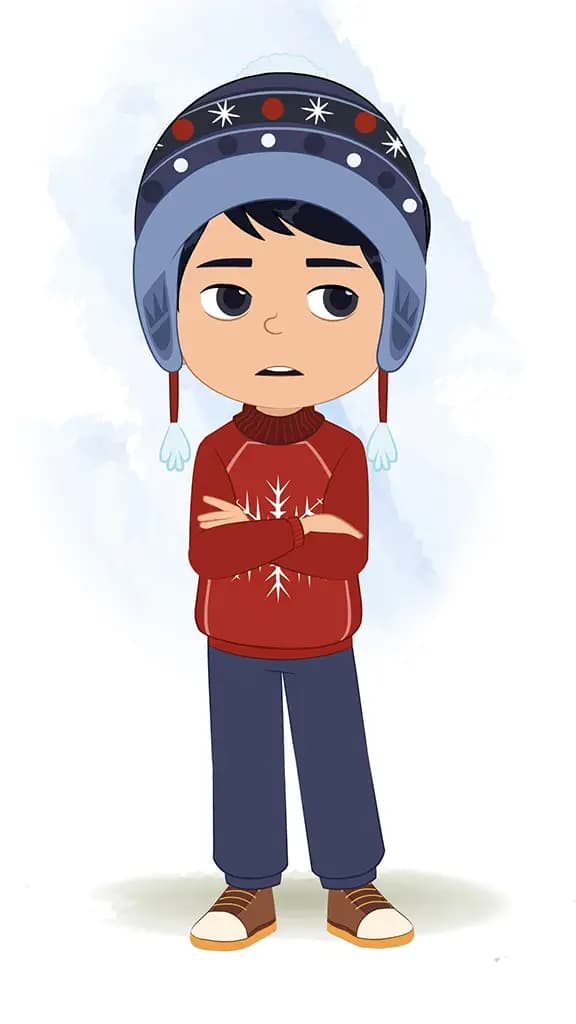 A cute annoyed boy animated cartoon character aka ishaan
