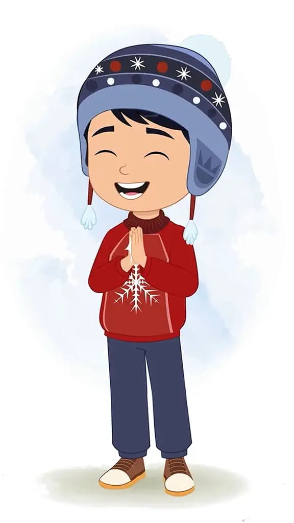 A cute boy clapping animated cartoon character aka ishaan