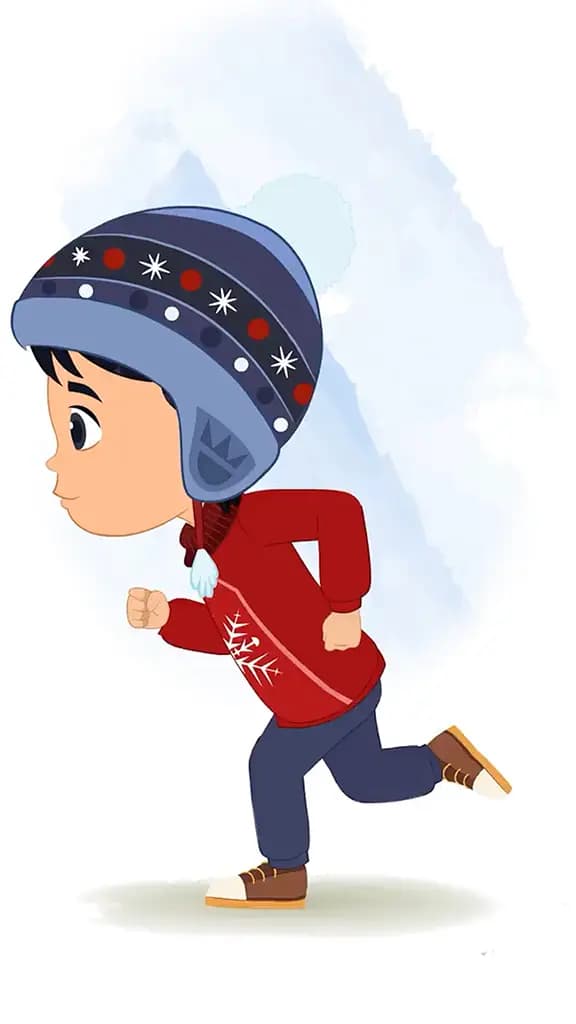 A cute boy running fast side view animated cartoon character aka ishaan