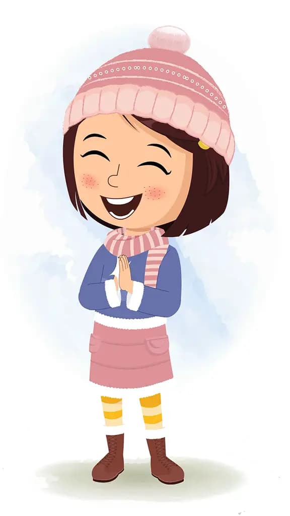 A little girl clapping animated cartoon character aka misti