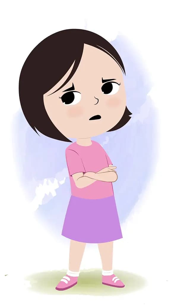 An annoyed cute little girl animated cartoon character aka tia 3/4